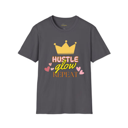 Hustle, Glow, Repeat – Motivational T-shirt for Go-Getters