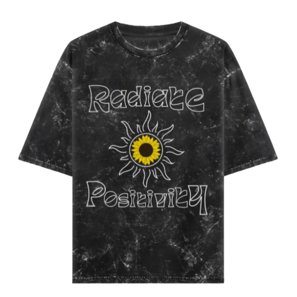 Unisex Acid Washed Oversize Positivity Tshirt