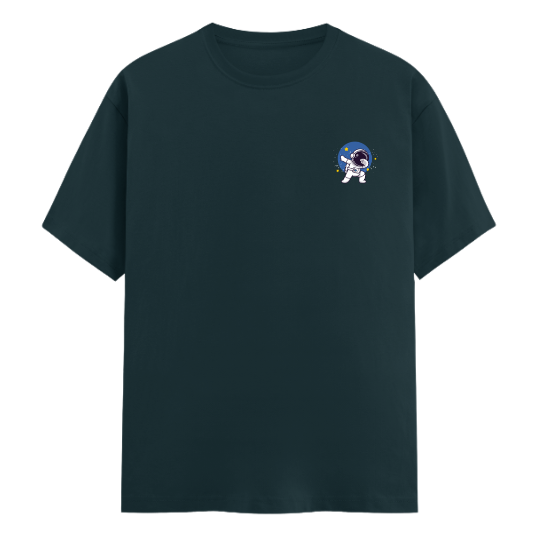 Unisex Relaxed Fit Astronaut Dab Cotton Tshirt - Navy