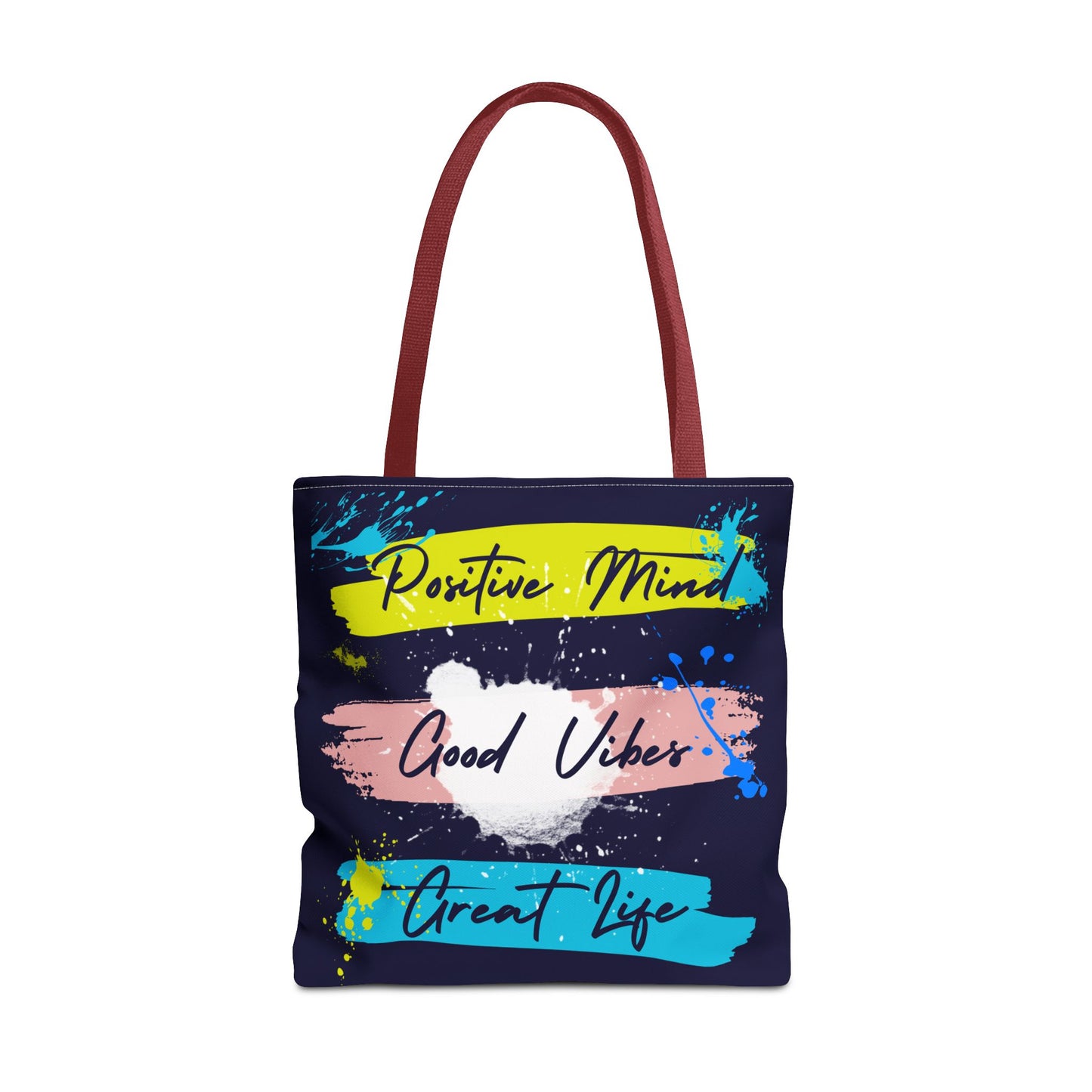 Artsy Tote Bag - Positive Mind Good Vibes Great Life Quote