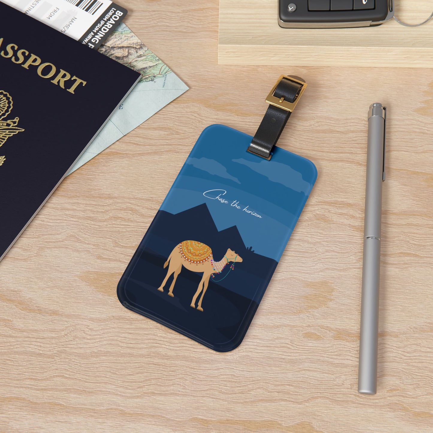 Luggage Tag - Camel & Pyramid Travel-Inspired Acrylic Accessory