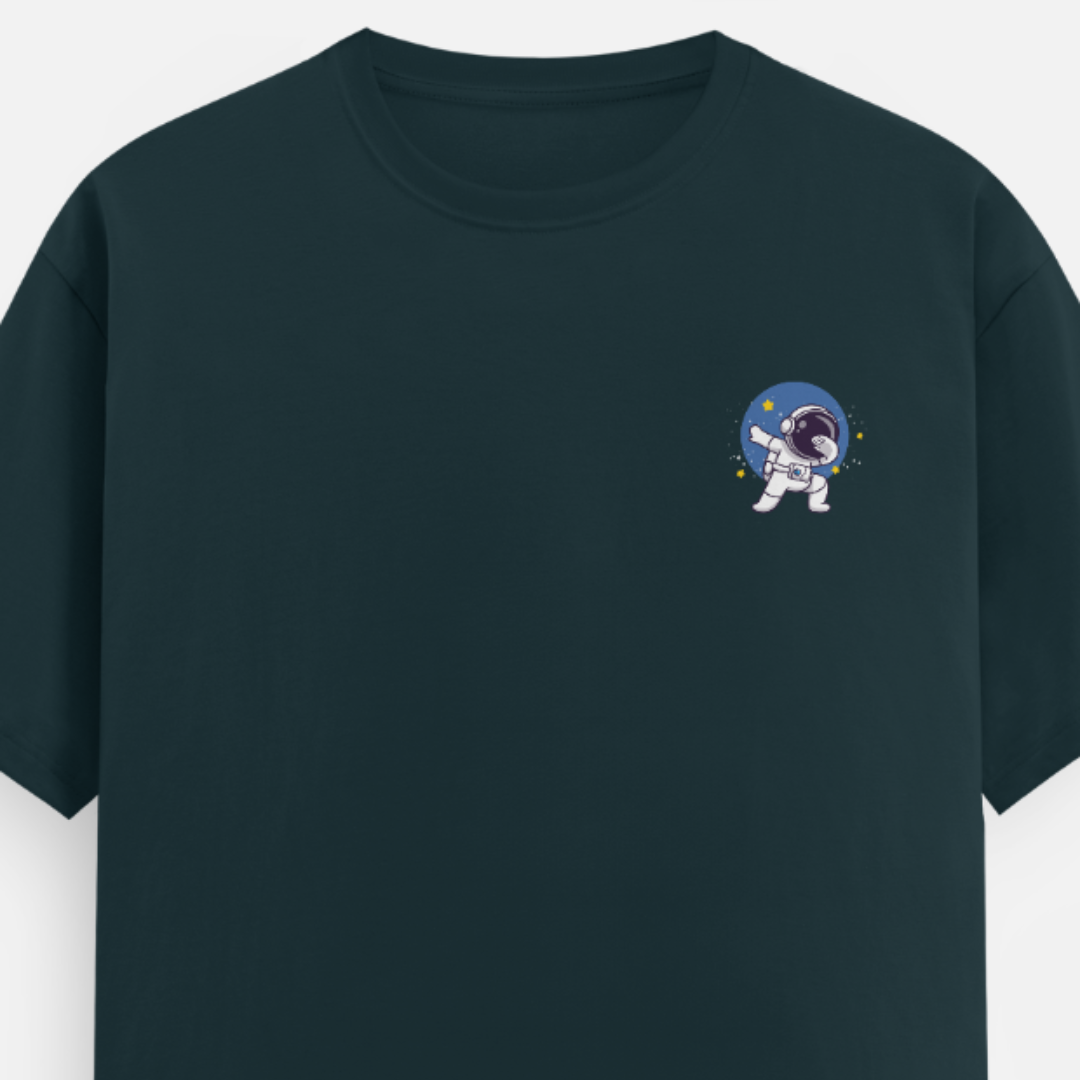 Unisex Relaxed Fit Astronaut Dab Cotton Tshirt - Navy