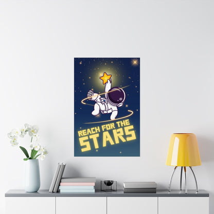 Astronaut Reaching for the Stars Art Matte Poster