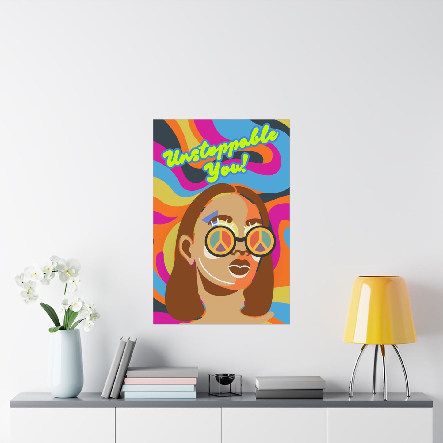 Vertical Poster - 'Unstoppable You' with Self-Love Vibes & Funky Colorful Background