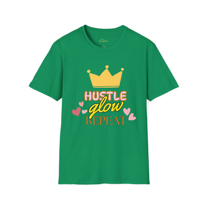 Hustle, Glow, Repeat – Motivational T-shirt for Go-Getters