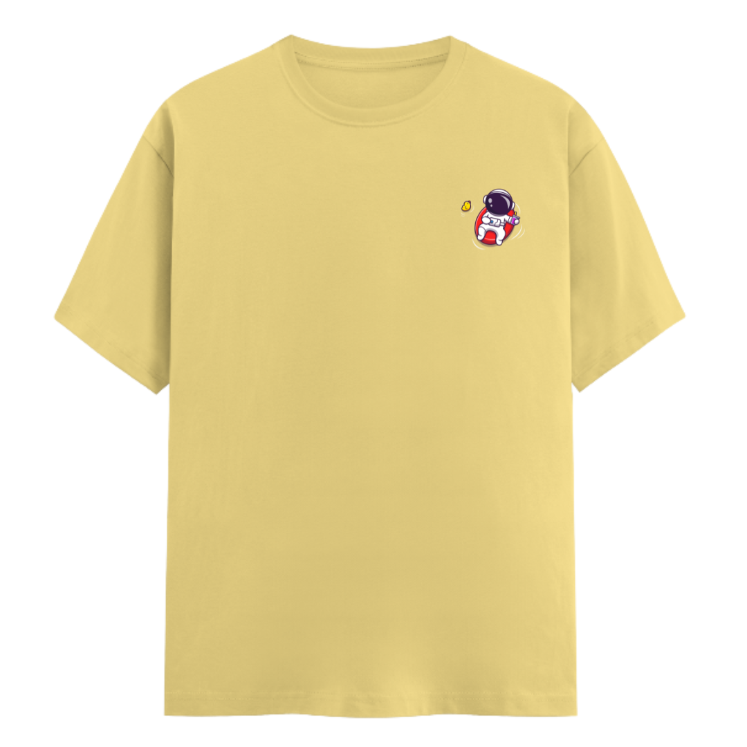 Unisex Relaxed Fit Out of Reach Astronaut Cotton Tshirt - Yellow