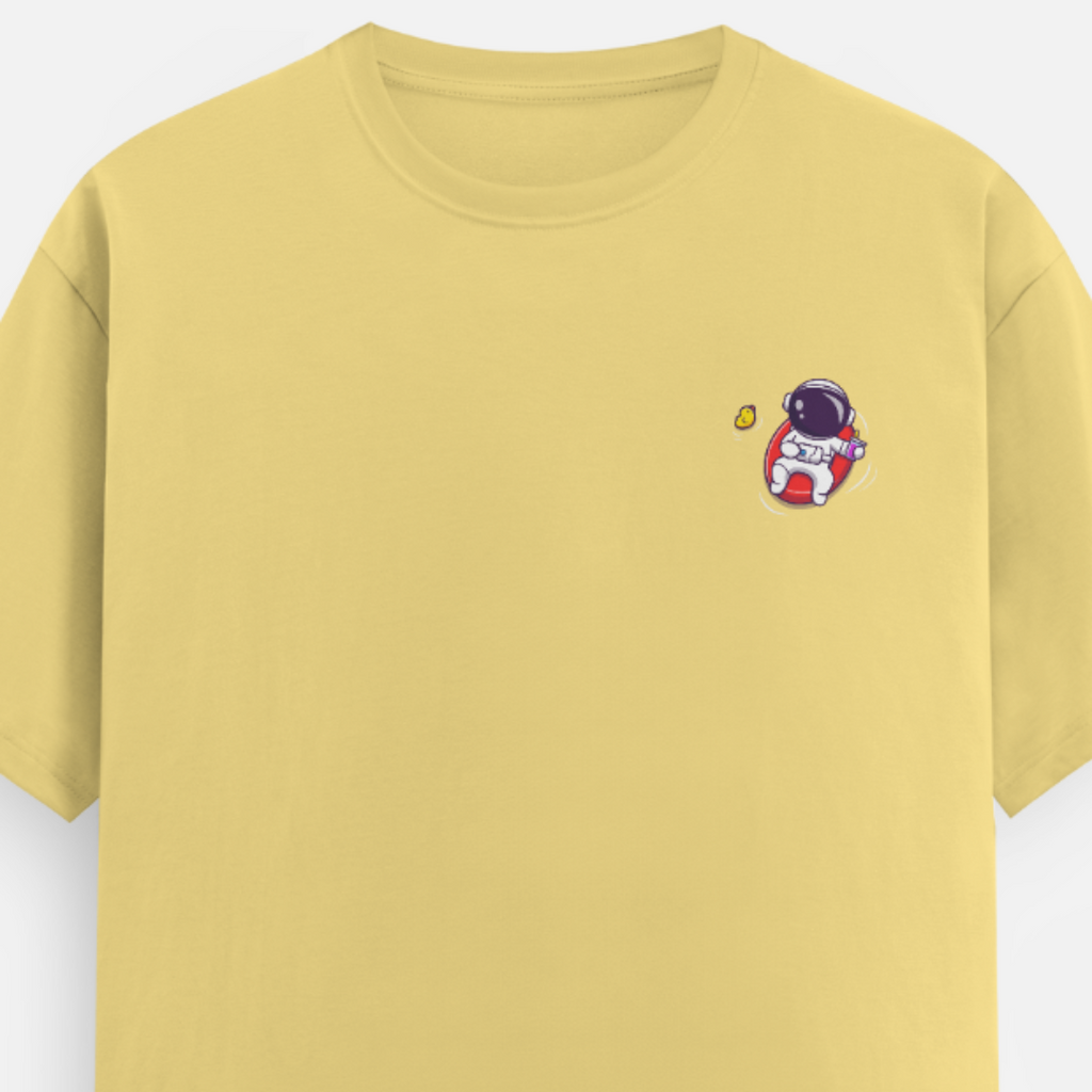 Unisex Relaxed Fit Out of Reach Astronaut Cotton Tshirt - Yellow
