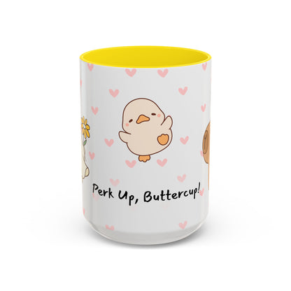 Adorable Animals Coffee Mug – 'Perk Up, Buttercup' Design