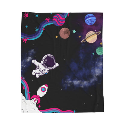 Cosmic Adventure Velveteen Plush Blanket – Explore the Universe in Comfort (50 x 60 in)