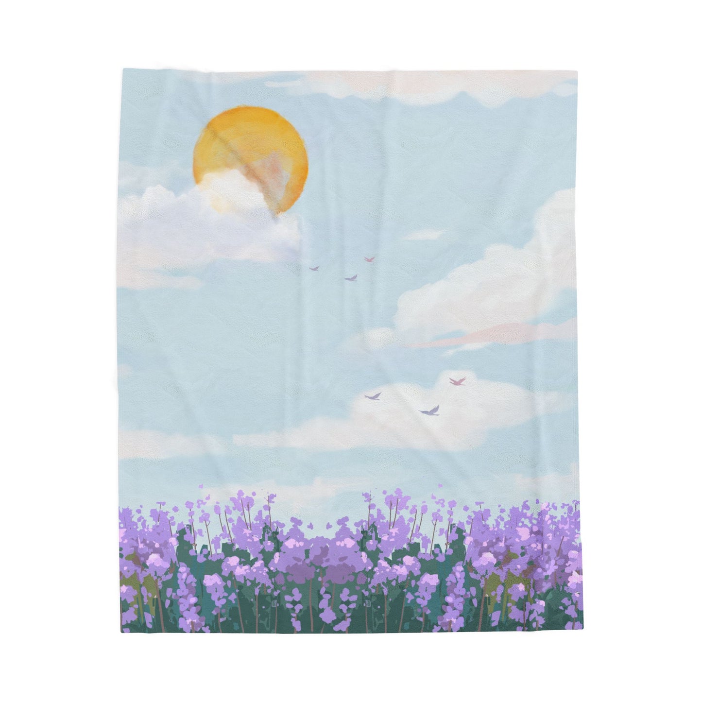 Lavender Fields Velveteen Plush Blanket (50 x 60 in)