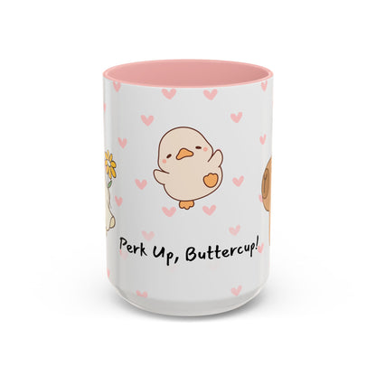 Adorable Animals Coffee Mug – 'Perk Up, Buttercup' Design