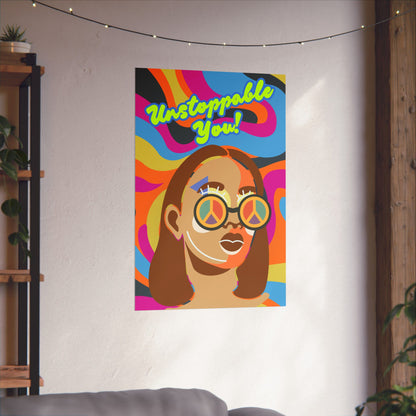 Vertical Poster - 'Unstoppable You' with Self-Love Vibes & Funky Colorful Background