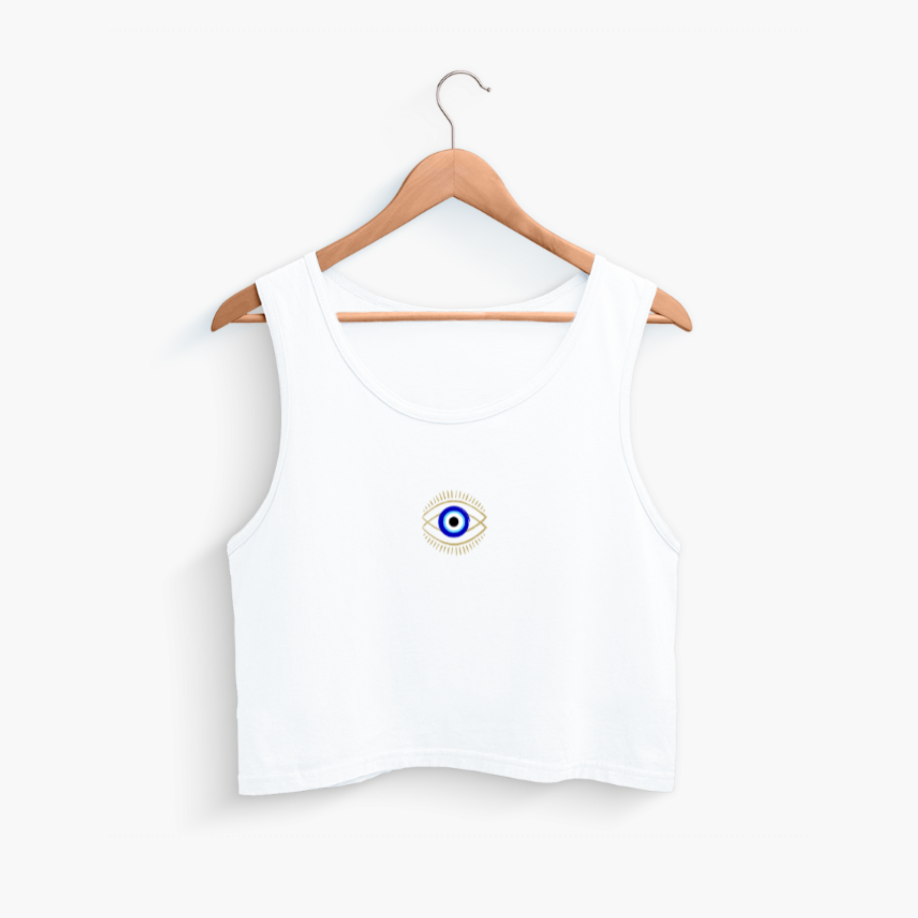 Women Evil Eye Cropped Tank White