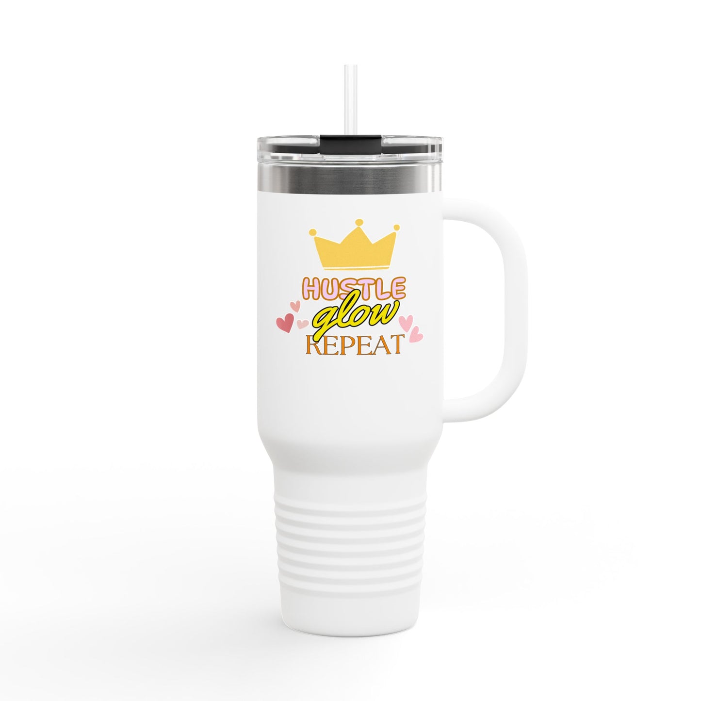 Hustle Glow Repeat Insulated Travel Mug | 40oz Coffee Cup