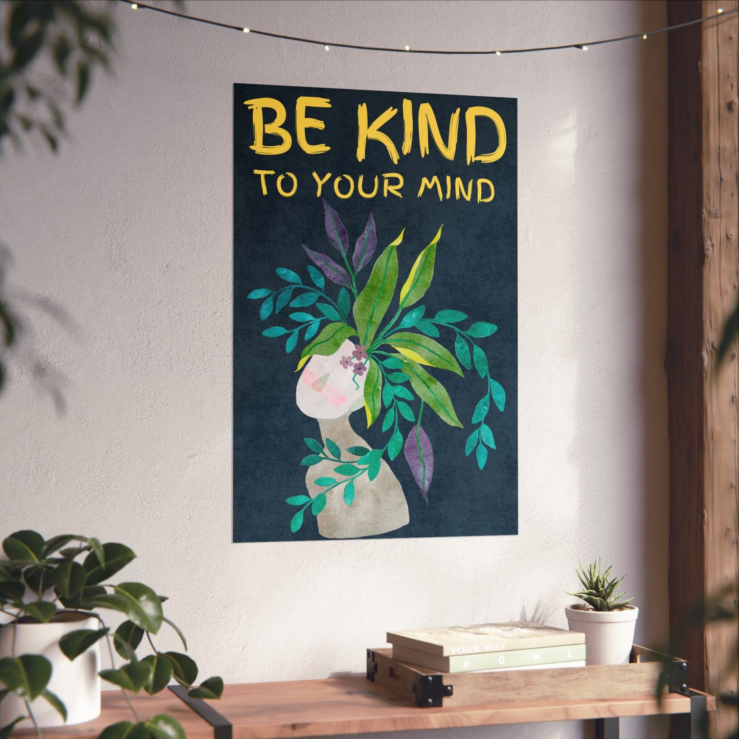 Mindfulness Watercolor Style Poster – Be Kind to Your Mind