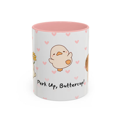 Adorable Animals Coffee Mug – 'Perk Up, Buttercup' Design