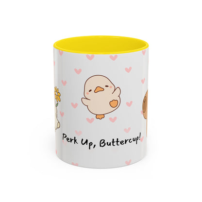 Adorable Animals Coffee Mug – 'Perk Up, Buttercup' Design