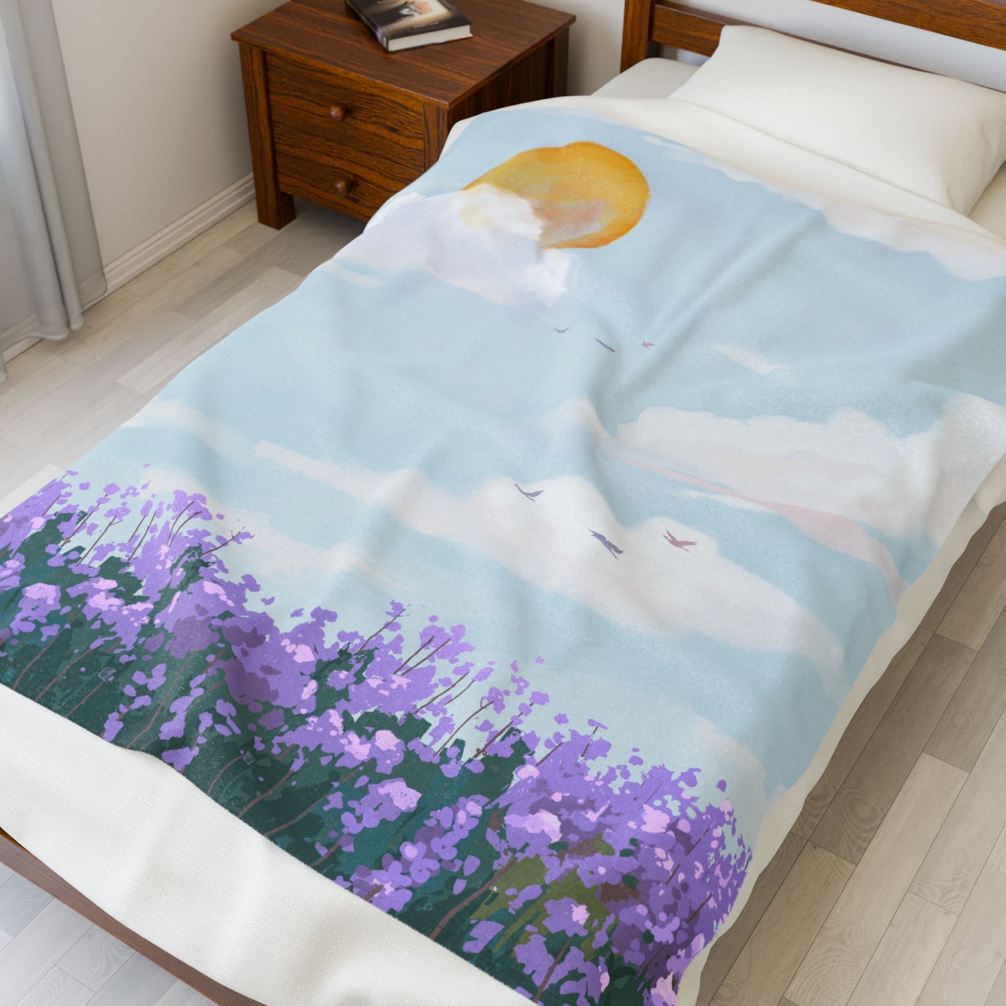 Lavender Fields Velveteen Plush Blanket (50 x 60 in)