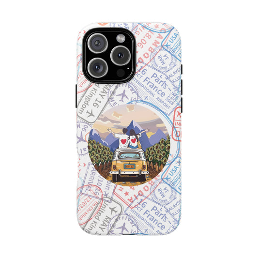 Traveler Phone Case with passports stamped design