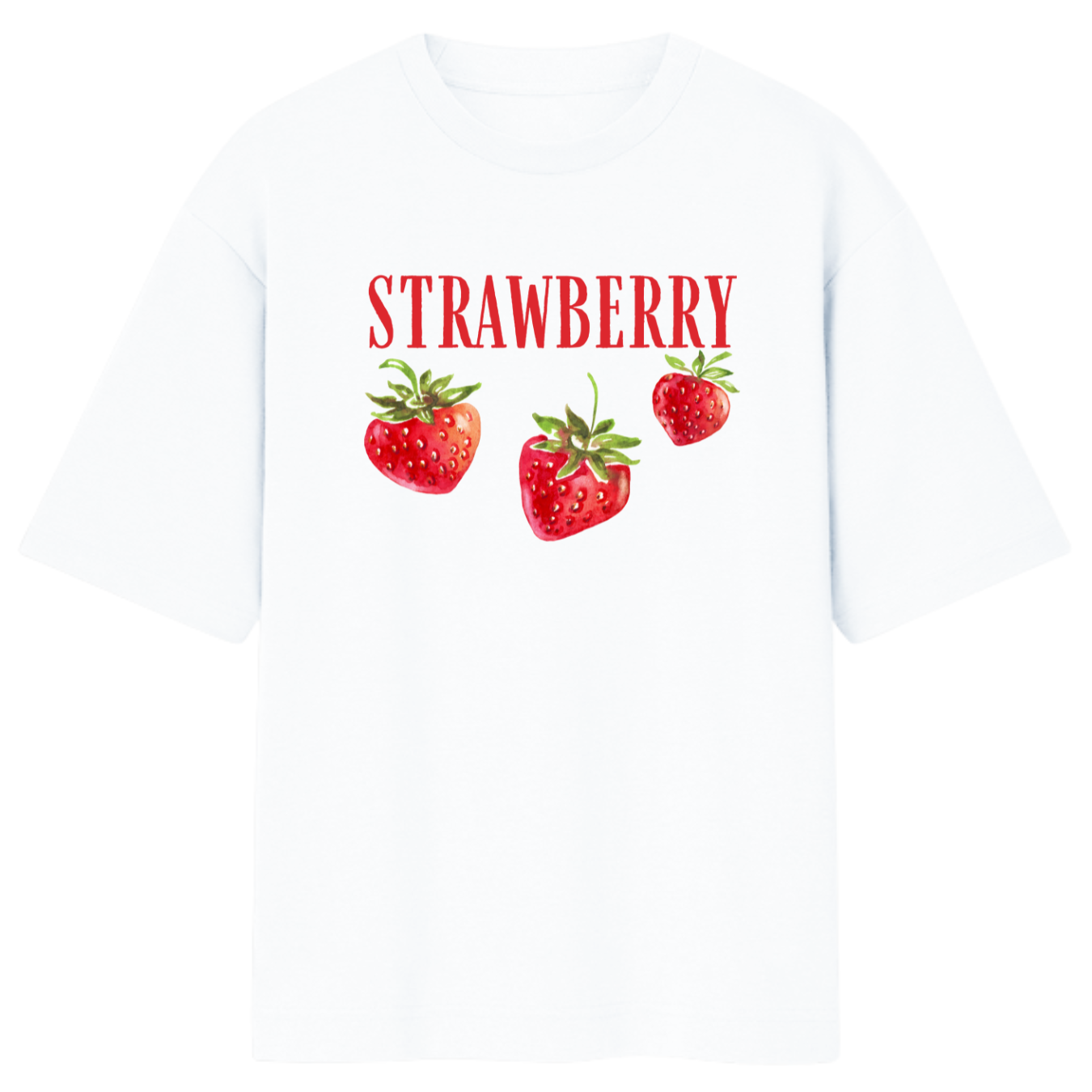 Unisex Oversize Strawberry Love Cotton Tshirt - White