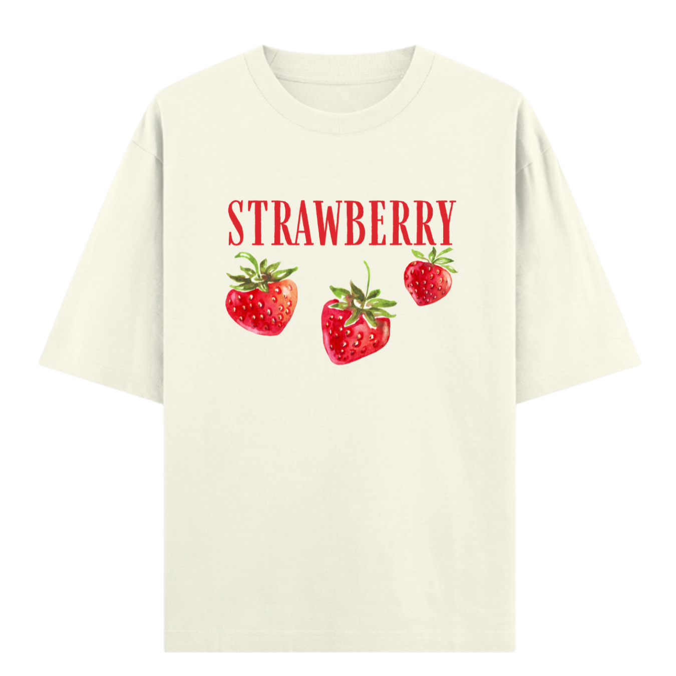 Unisex Oversize Strawberry Love Cotton Tshirt - Off White