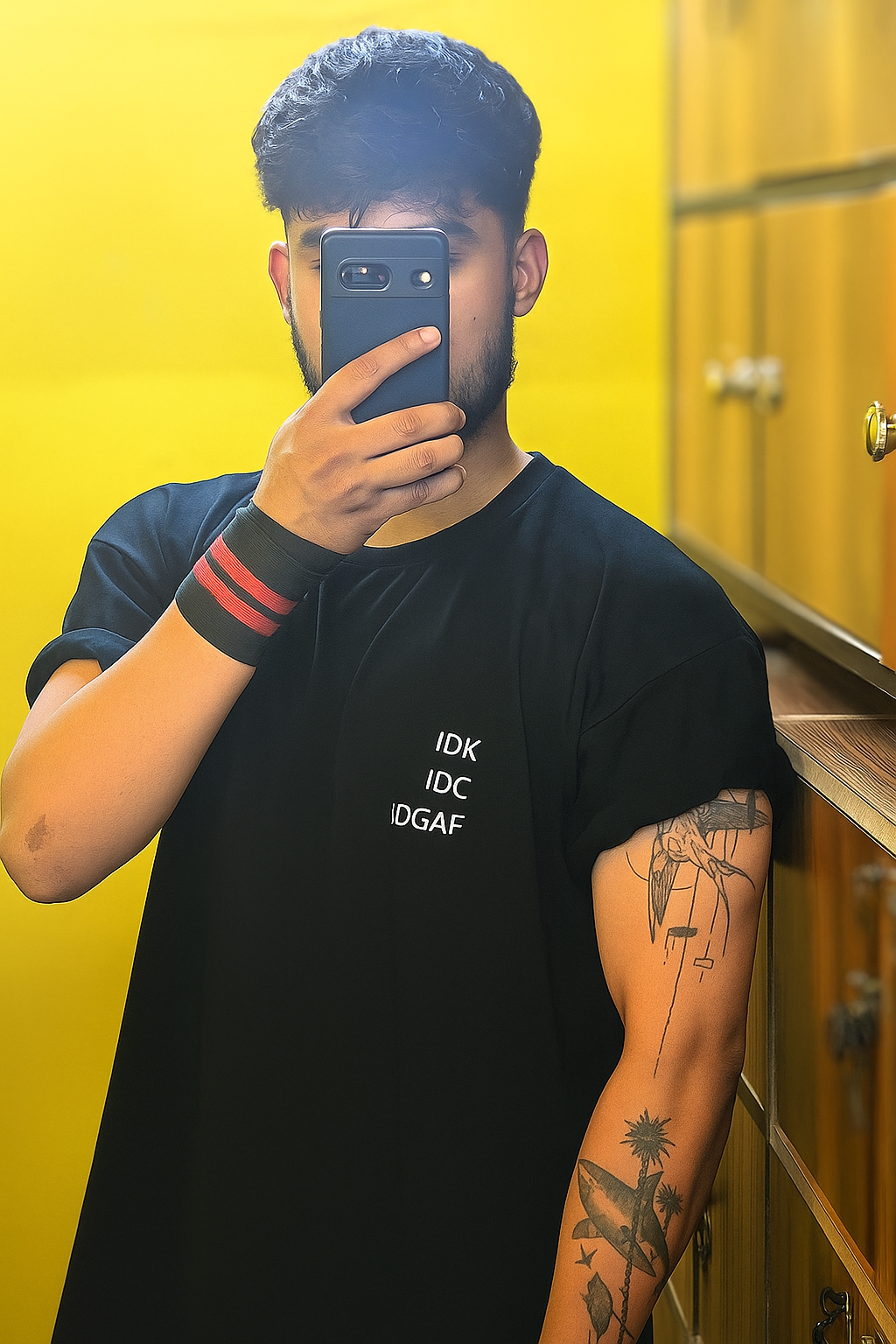 Unisex Oversize Heavy Blend IDGAF Cotton Tshirt - Black