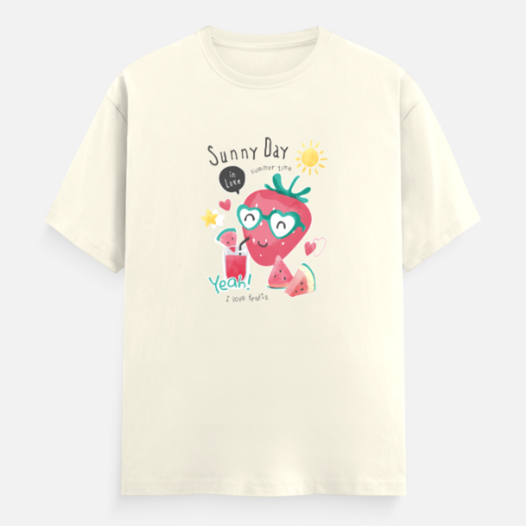 Unisex Relaxed Fit Sunny Day Off-White Tshirt