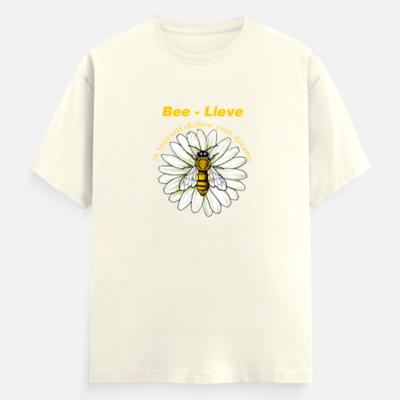 Unisex Relaxed Fit Believe Off-Whie Tshirt