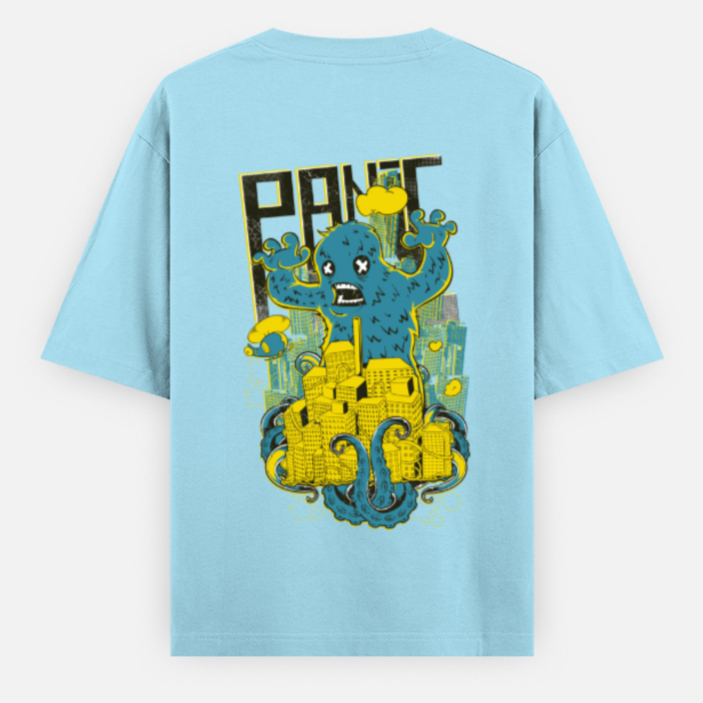 Unisex Oversize Panic Attack Sky Blue Tshirt