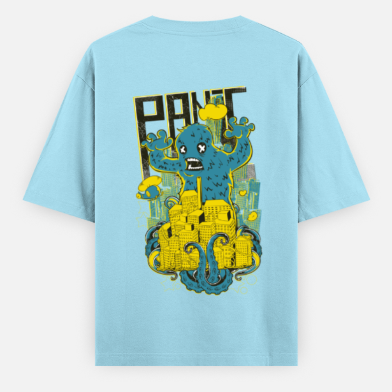 Unisex Oversize Panic Attack Sky Blue Tshirt