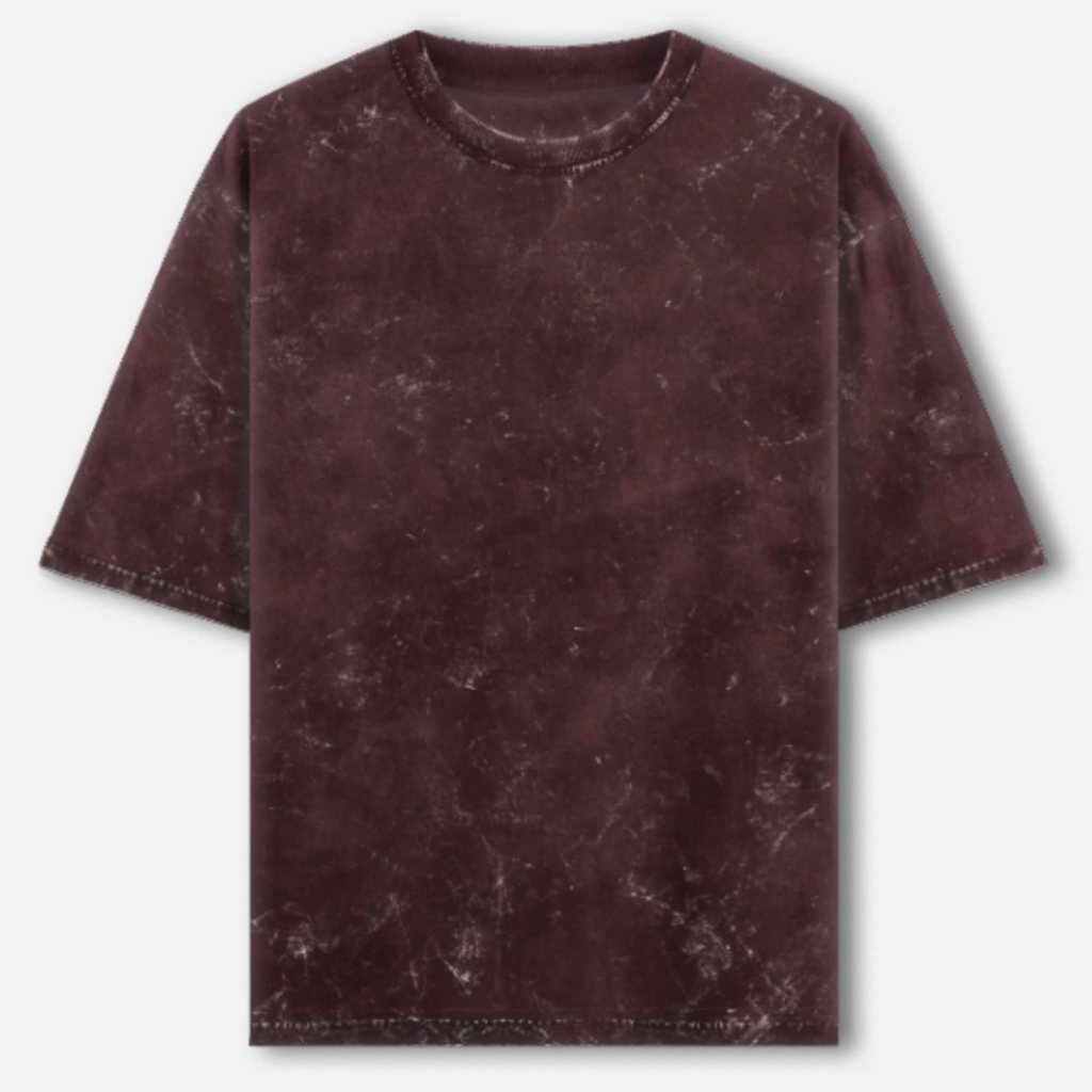 Unisex Acid Washed Oversize Maroon Tshirt