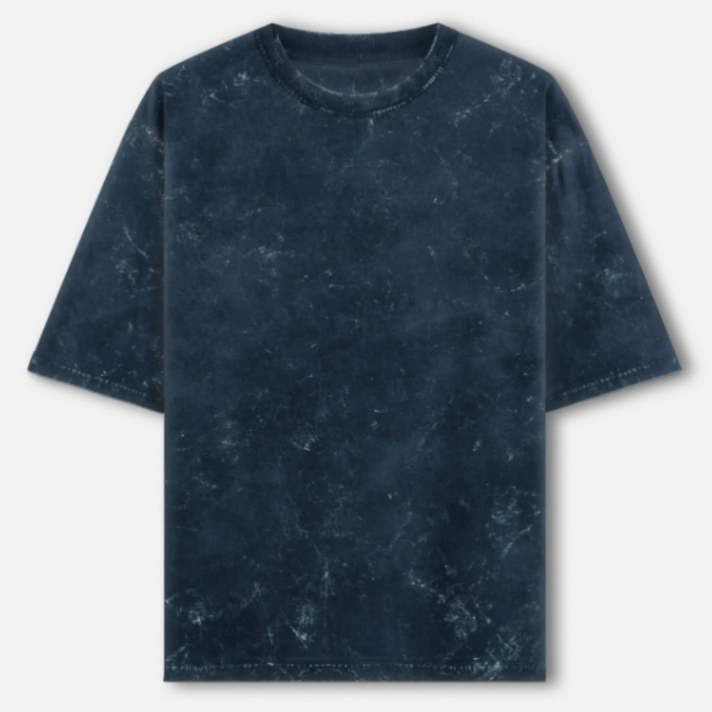 Unisex Acid Washed Oversize Blue Tshirt