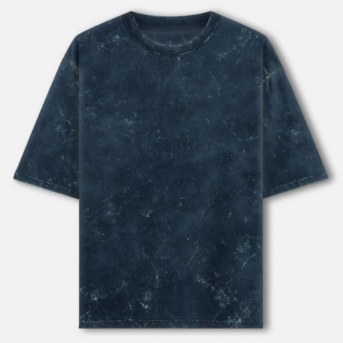 Unisex Acid Washed Oversize Blue Tshirt