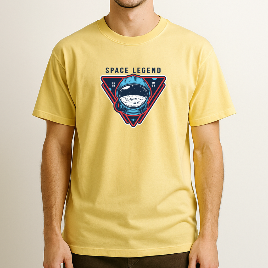 Unisex Relaxed Fit Space Legend Yellow Cotton Tshirt