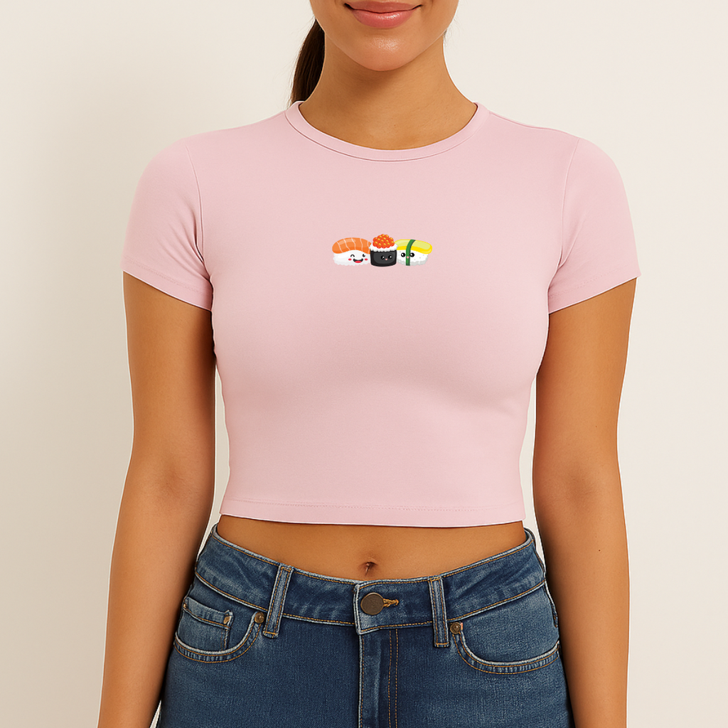 Women Sushi Pink Cropped Top