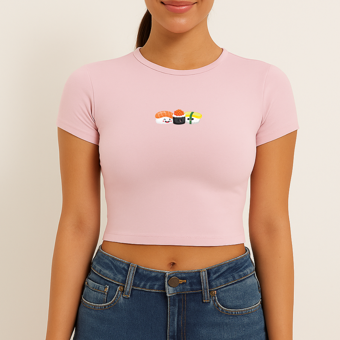 Women Sushi Pink Cropped Top