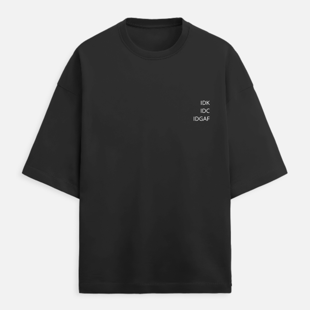 Unisex Oversize Heavy Blend IDGAF Cotton Tshirt - Black