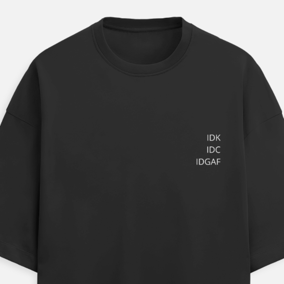 Unisex Oversize Heavy Blend IDGAF Cotton Tshirt - Black