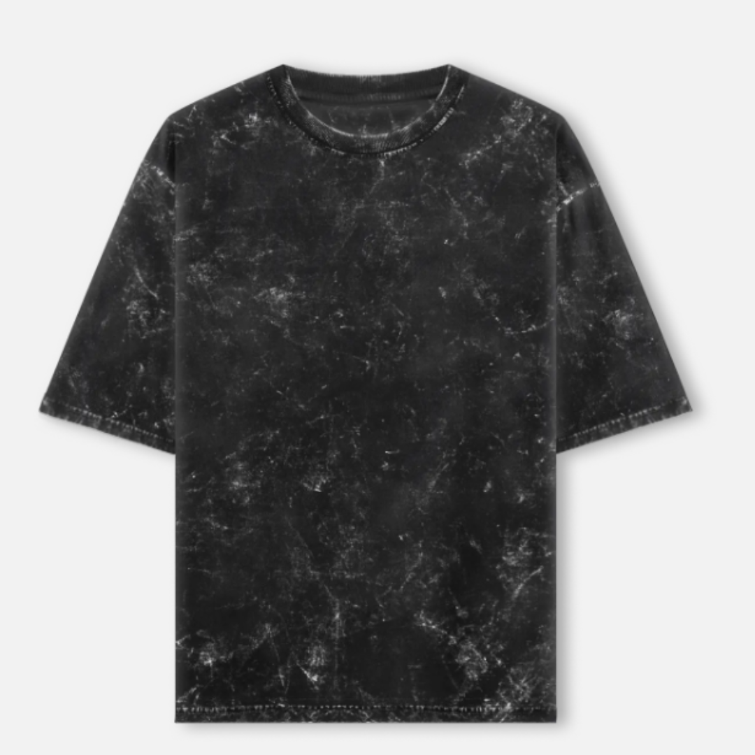 Unisex Acid Washed Oversize Black Tshirt