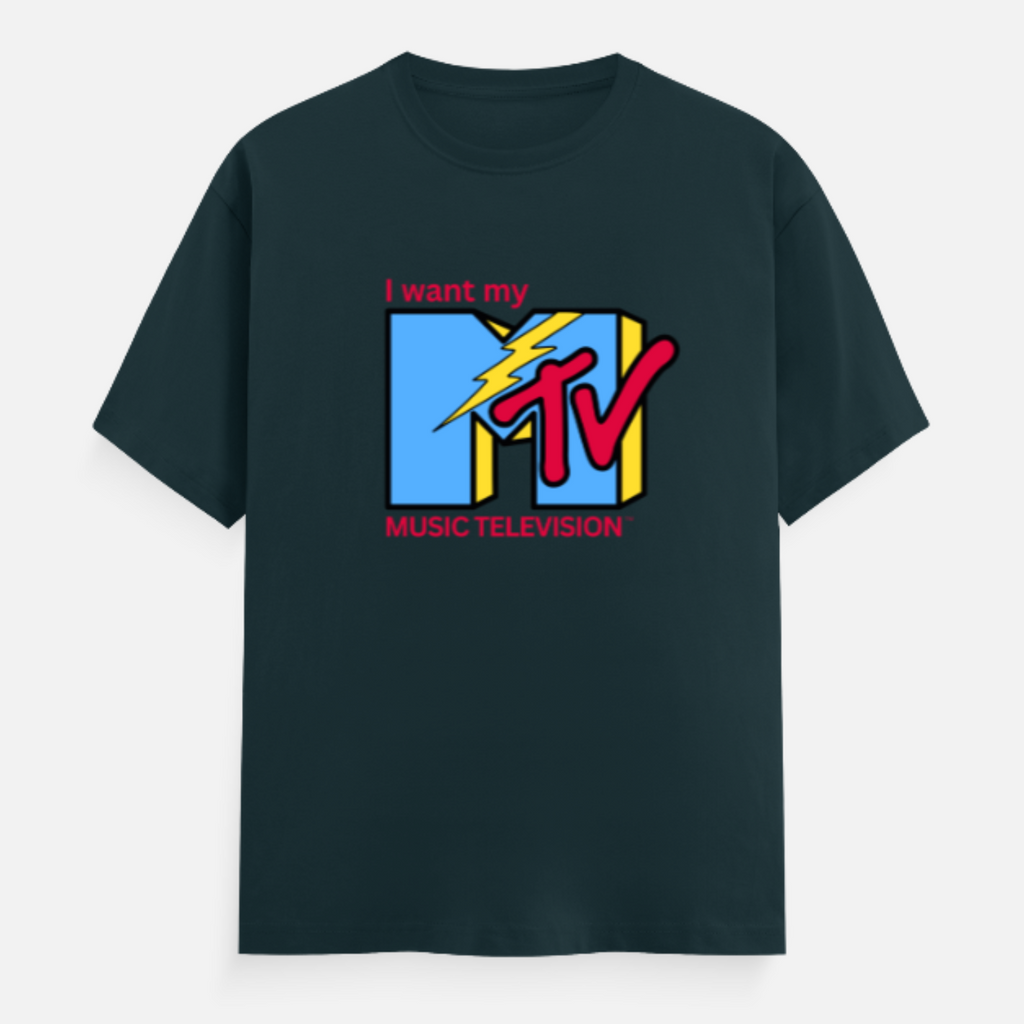 Unisex Relaxed Fit Music Tv Tshirt - Dark Blue