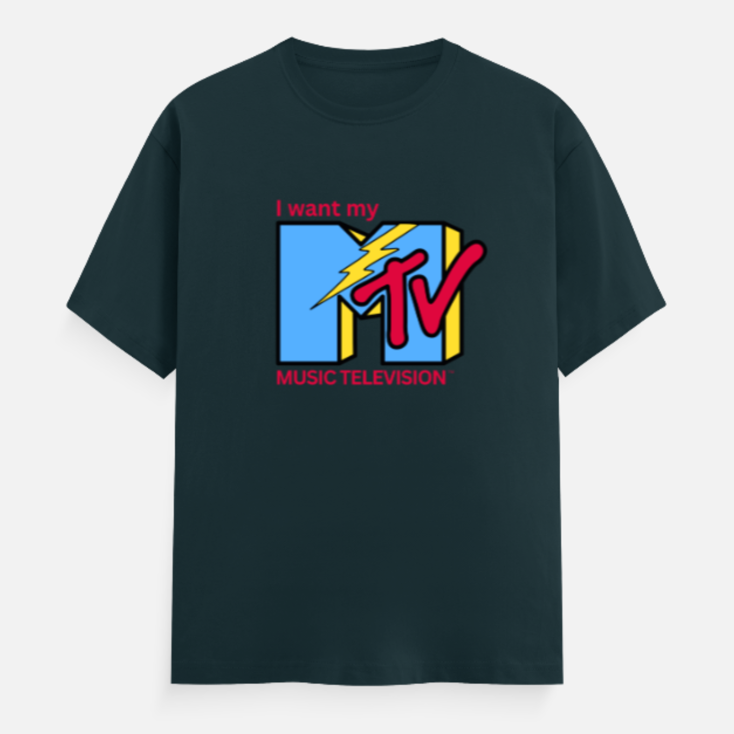 Unisex Relaxed Fit Music Tv Tshirt - Dark Blue