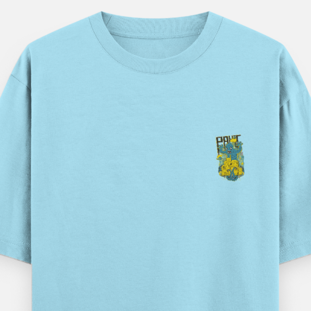 Unisex Oversize Panic Attack Sky Blue Tshirt