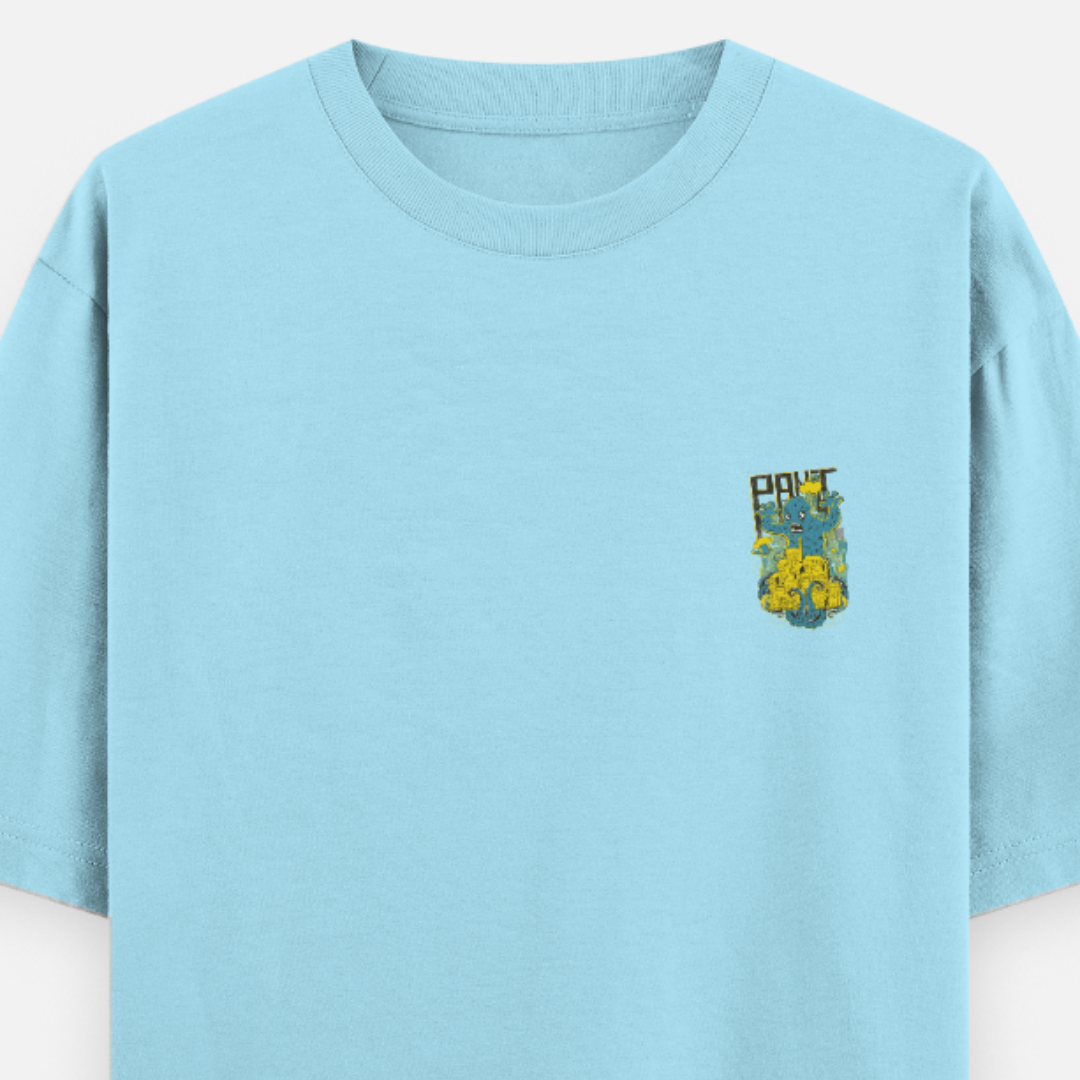 Unisex Oversize Panic Attack Sky Blue Tshirt