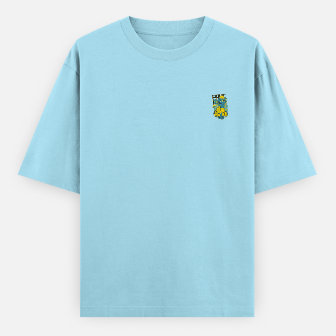Unisex Oversize Panic Attack Sky Blue Tshirt