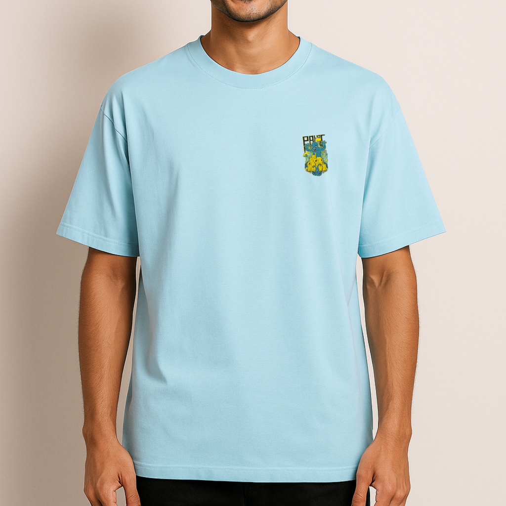 Unisex Oversize Panic Attack Sky Blue Tshirt
