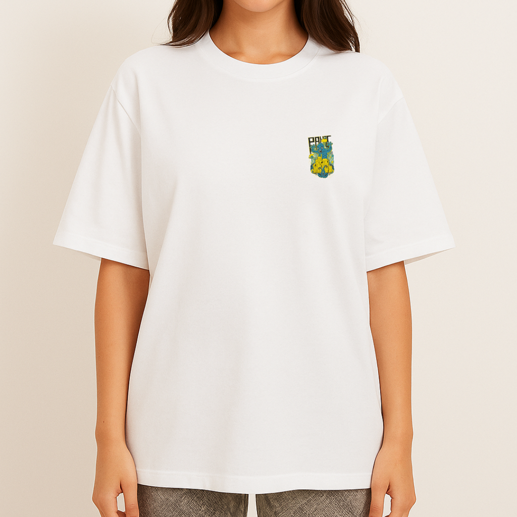 Unisex Oversize Panic Attack White Tshirt