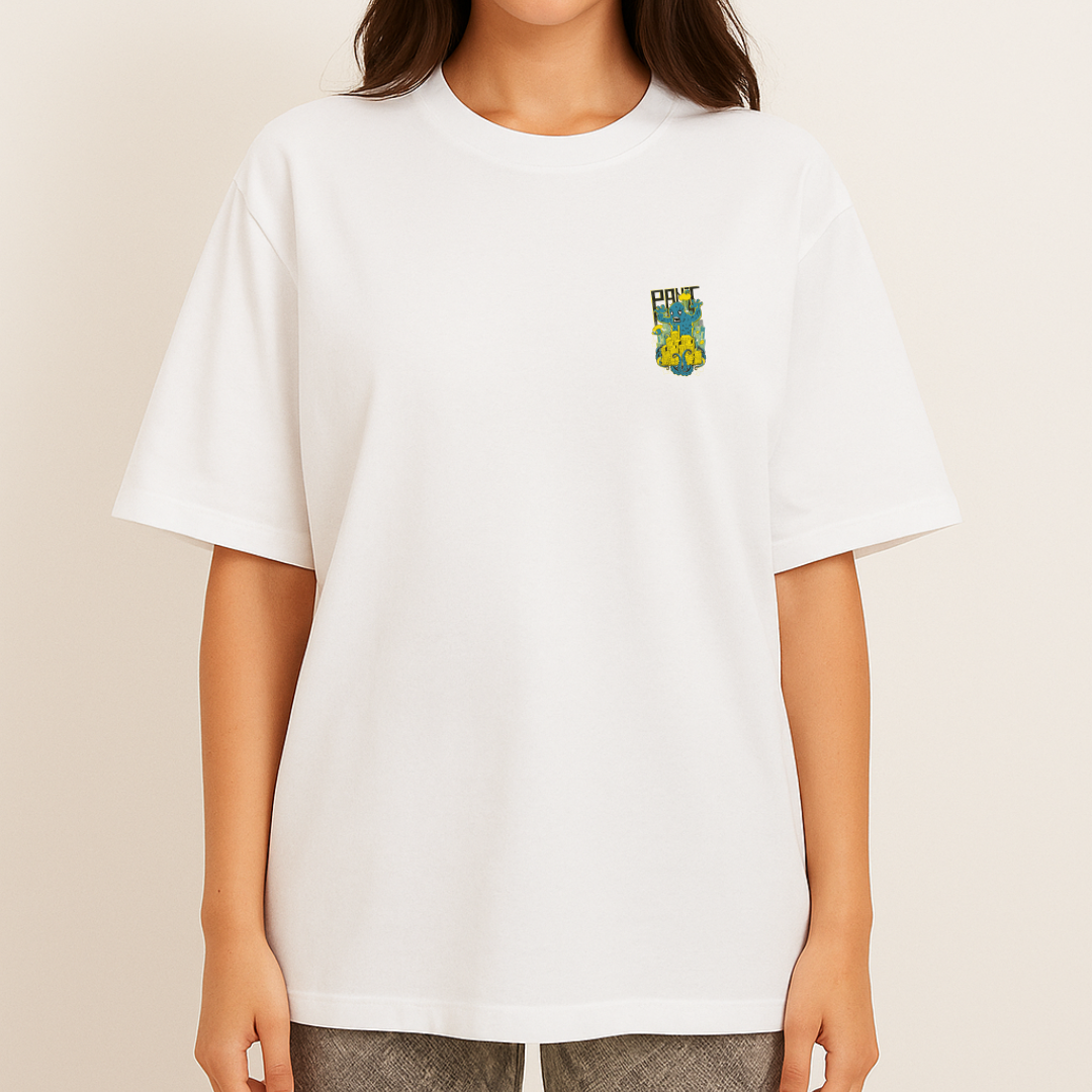 Unisex Oversize Panic Attack White Tshirt