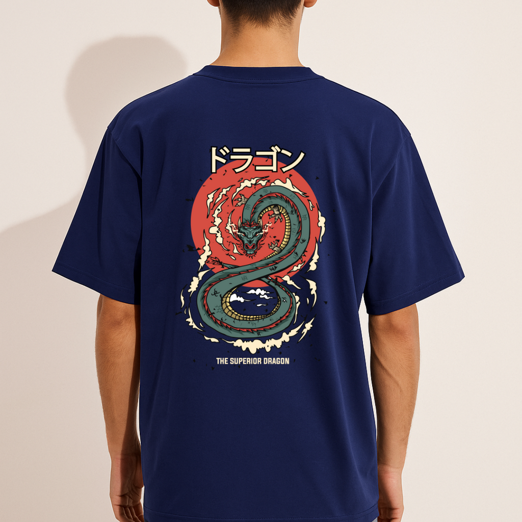 Unisex Oversize Superior Dragon Blue Tshirt