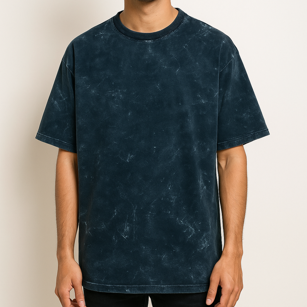 Unisex Acid Washed Oversize Blue Tshirt