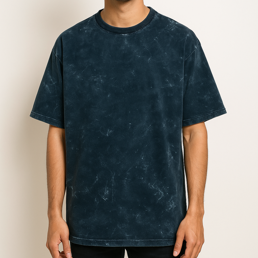 Unisex Acid Washed Oversize Blue Tshirt
